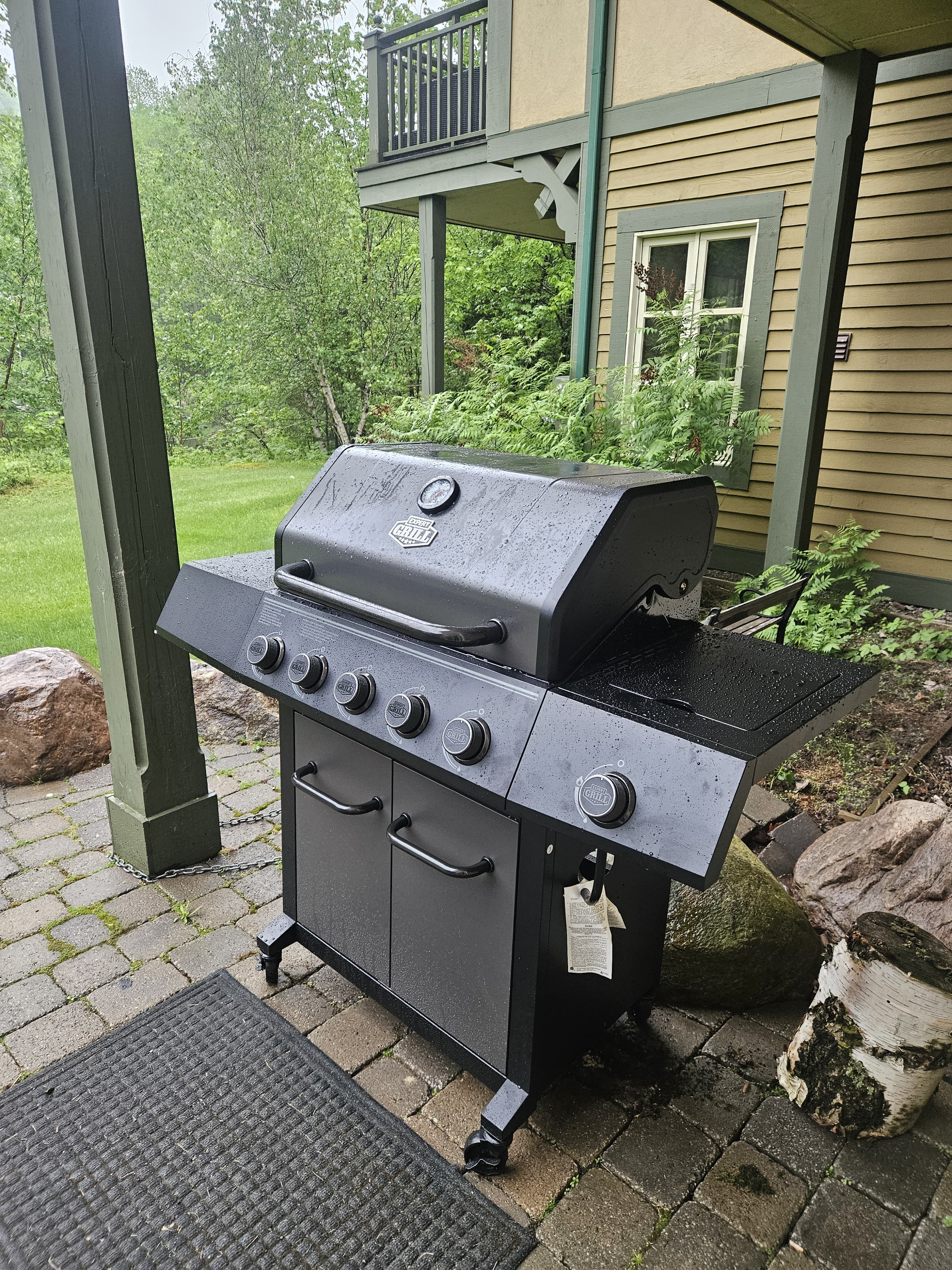Covered deck with gas BBQ grill